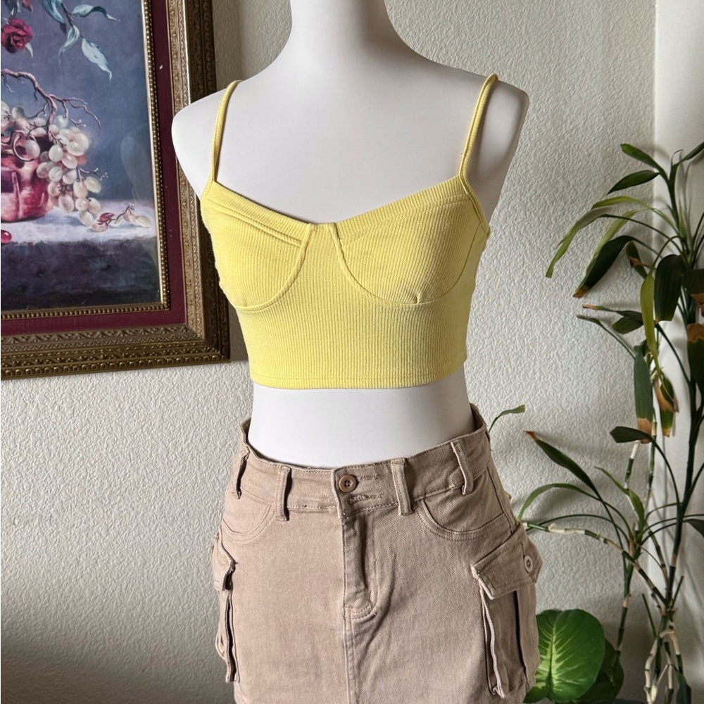 Yellow Ribbed Crop Top